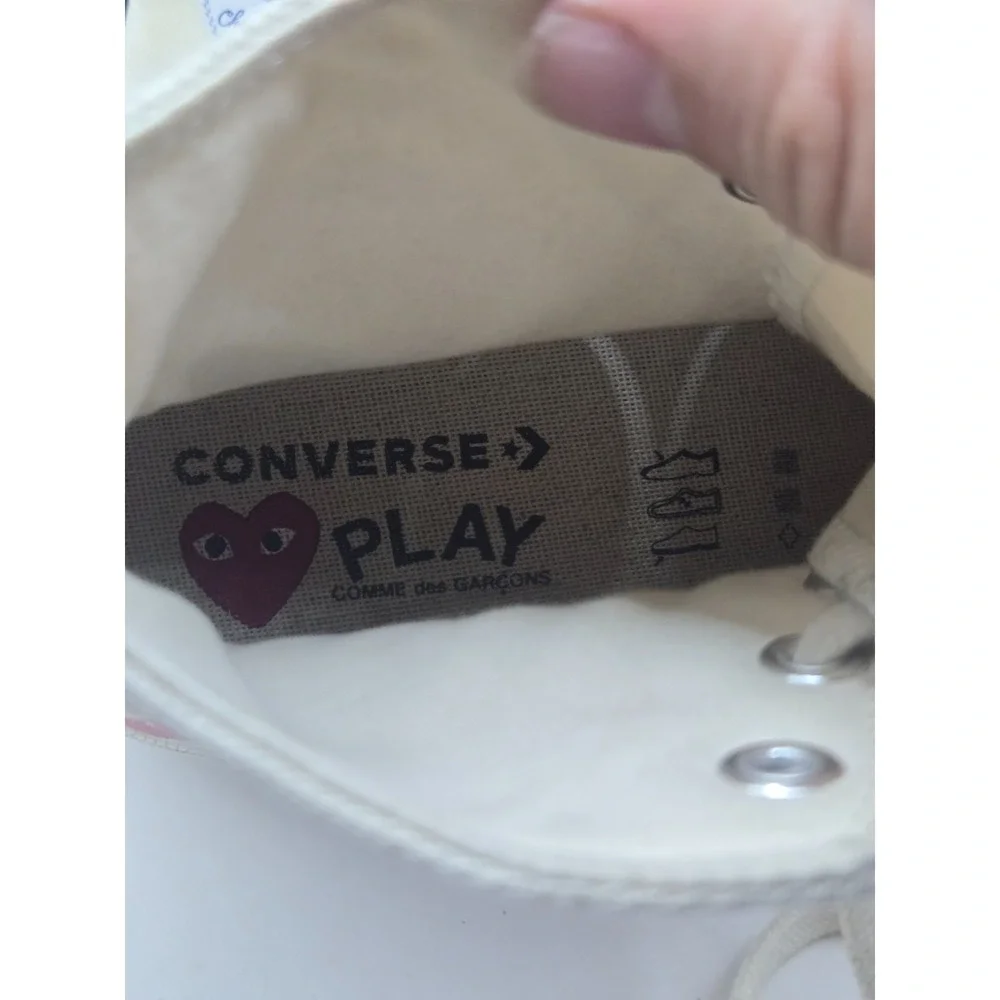 Converse x Comme des Garçons Play Sneakers Mens 6 Cream Multi Heart Chuck 70 Hi - Picture 9 of 13